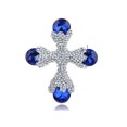 thumbnail image 1 of Beautiful Capri Blue Clear Crystal Rhinestone Silver Tone Cross Shape Pin Brooch, 1 of 4