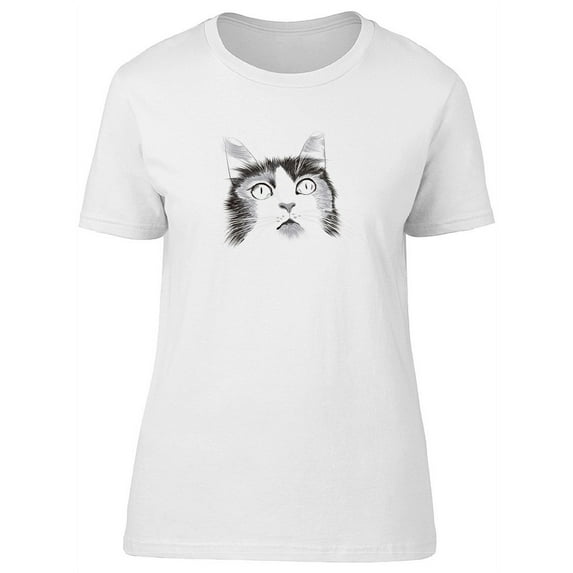 Beautiful Cat Sketch Cute Kitten T-Shirt Women -Image by Shutterstock, Female XX-Large