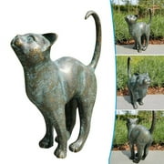Beautiful Cat Statue With Rounded Back Garden Decor Resin Outdoor Lawn Yard Sculpture