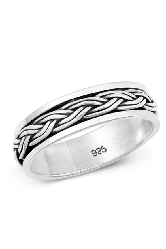 Beautiful Celtic Braid Spinner Ring .925 Sterling Silver Band Jewelry Female Male Unisex Size 11