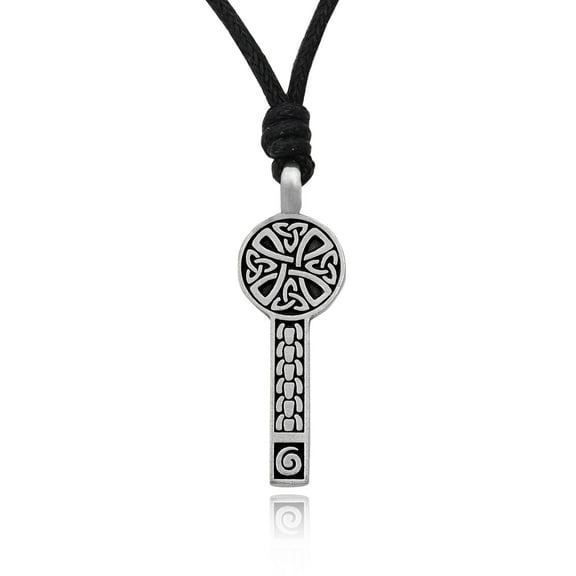 Beautiful Celtic Cross Silver Pewter Charm Necklace Pendant Jewelry With Cotton Cord