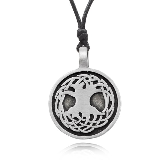 Beautiful Celtic Tree Of Life Silver Pewter Charm Necklace Pendant Jewelry With Cotton Cord