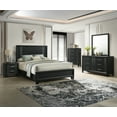 thumbnail image 1 of Beautiful Charcoal Finish King Size Panel Bed Wooden 5pc Master Bedroom Set, 1 of 7