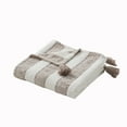 thumbnail image 1 of Beautiful Porcini Taupe Chenille Striped Throw by Drew Barrymore, 50" x 60", 1 of 5