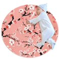 Beautiful Cherry Blossom Pattern Pink NonSlip Area Rug Small Round