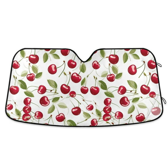 Beautiful Cherry Fruits Car Windshield Sun Shade Foldable Car Front Window Visor Heat and UV Protection 55x27.6