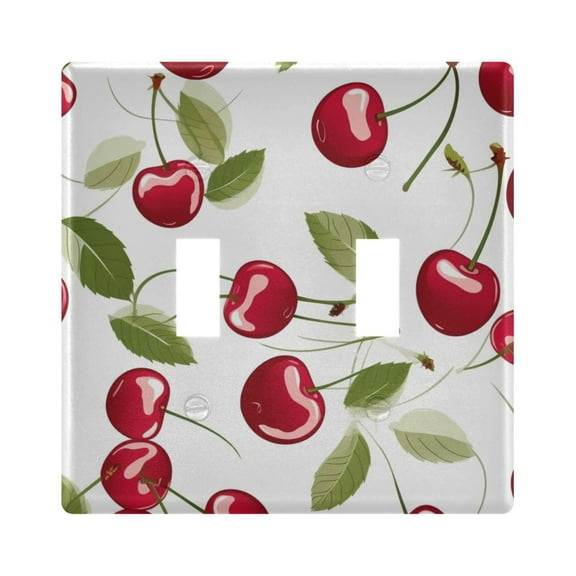 Beautiful Cherry Fruits Light Switch Plate Covers 2 Gang Wall Plate Plastics Outlet Covers for Kitchen Home Office Decor
