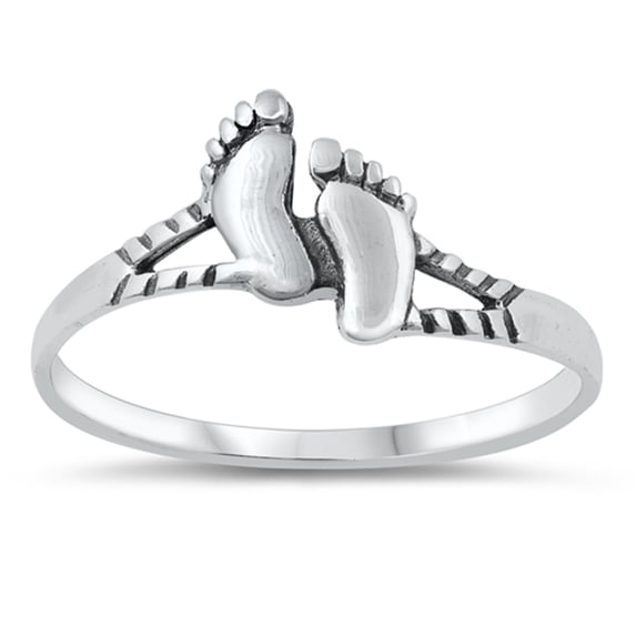 Beautiful Chevron Cutout Footprint Ring .925 Sterling Silver Band Jewelry Female Male Unisex Size 5