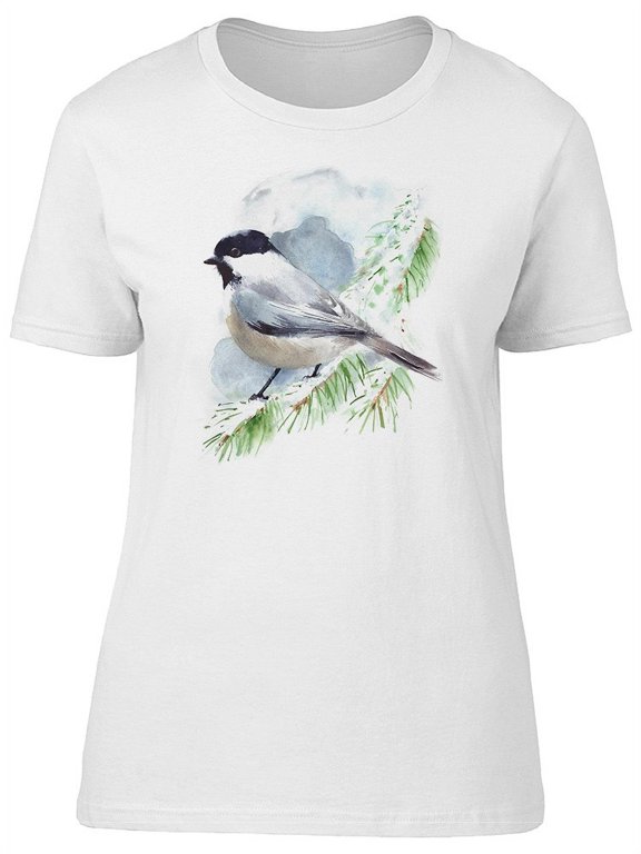 Beautiful Chickadee Bird T-Shirt Women -Image by Shutterstock, Female Small