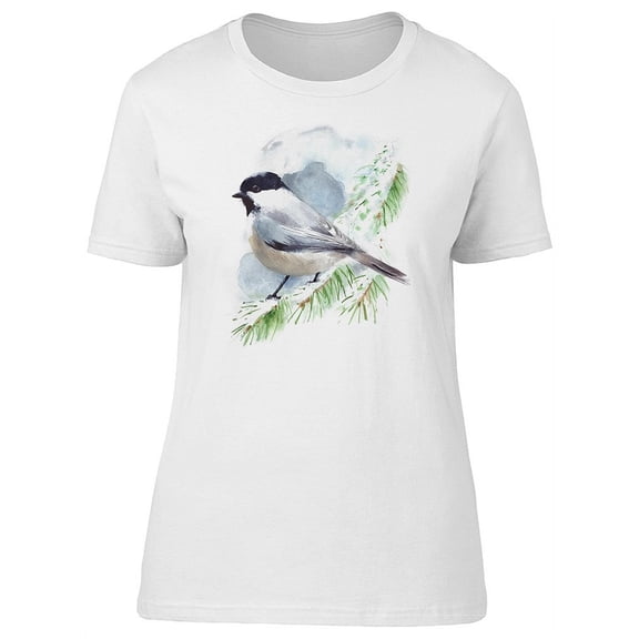 Beautiful Chickadee Bird T-Shirt Women -Image by Shutterstock, Female XX-Large
