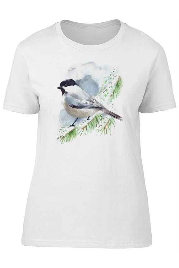 Beautiful Chickadee Bird T-Shirt Women -Image by Shutterstock, Female x-Large