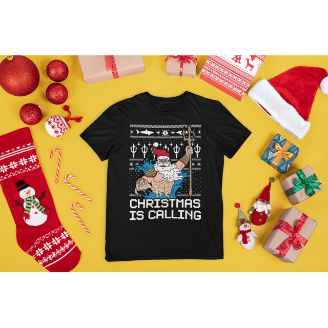 Beautiful Christmas Gift TShirt Funny Poseidon Santa Christmas Is