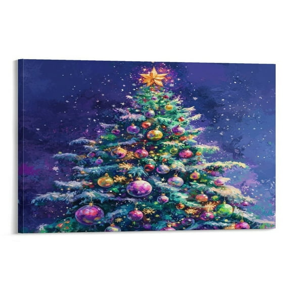 Beautiful Christmas Tree Pattern Wall Art for Living Room Xmas Holiday Decor Canvas Prints Wall Art for Office Bedroom Canvas Wall Art Canvas Prints 08x12inch Framed Artwork