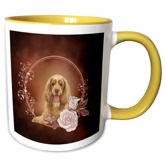 3drose, Beautiful Cocker Spaniel, 11oz Two-tone Yellow Mug