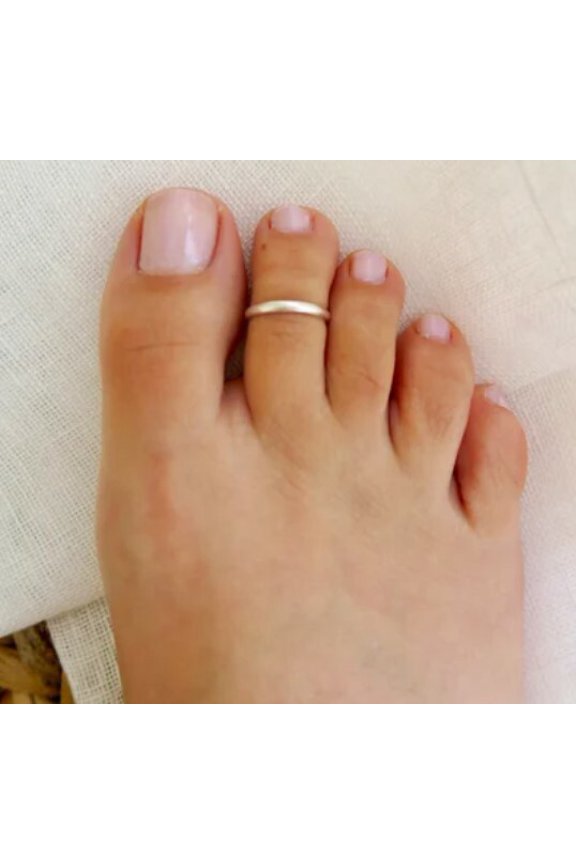 Women's Adjustable Toe Ring Solid Metal 925 Sterling Silver White Gold Plated Silver