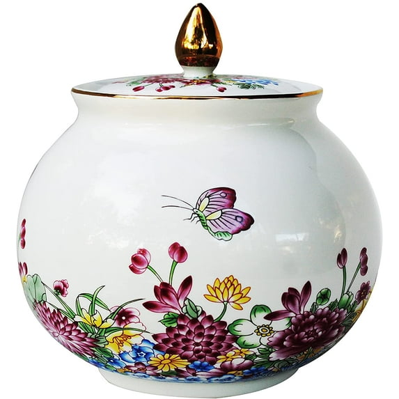 Beautiful Colored Enamel Porcelain Decorative Multi-Color Floral Helmet Jar or Vase