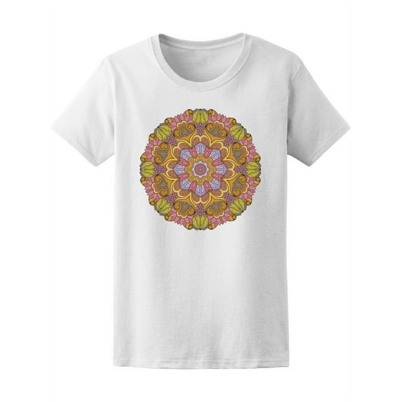 Beautiful Colored Floral Mandala T-Shirt Women -Image by Shutterstock, Female XX-Large