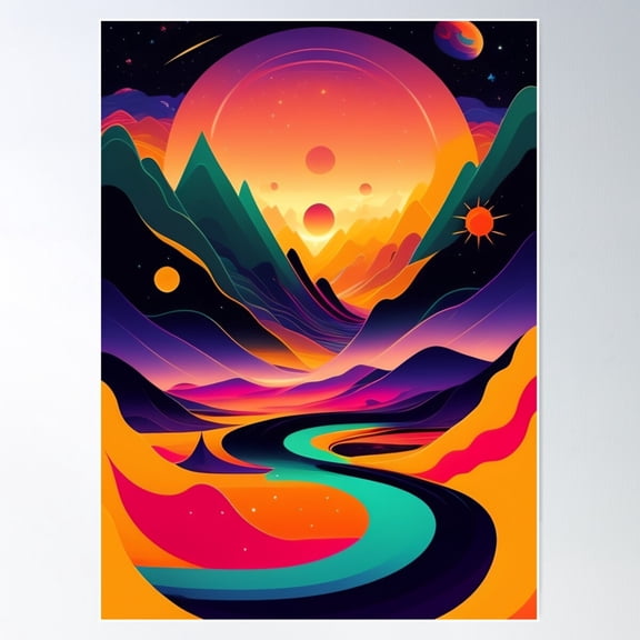 Beautiful Colorful Abstract Vector Illustration Digital Art Curls And Waves 8 Poster Wall Art, Modern Wall Decor For Living Room Bedroom, 12x18 UNFRAMED