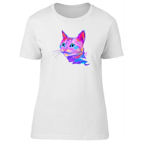 Beautiful Colorful Cat T-Shirt Women -Image by Shutterstock, Female Small