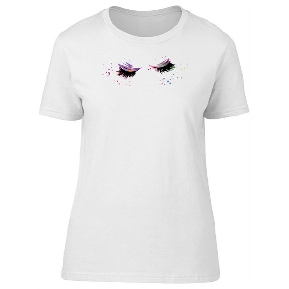 Beautiful Colorful Eyelashes T-Shirt Women -Image by Shutterstock, Female Large