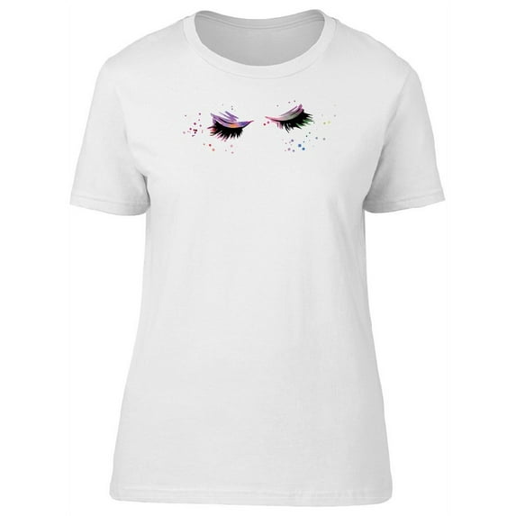 Beautiful Colorful Eyelashes T-Shirt Women -Image by Shutterstock, Female XX-Large