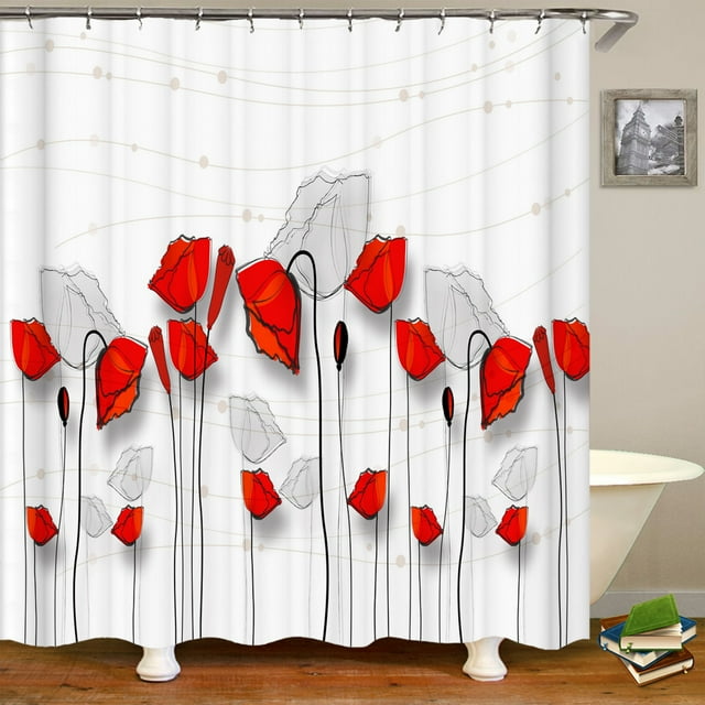 Beautiful Colorful Flower Floral Printed Shower Curtain Bathroom