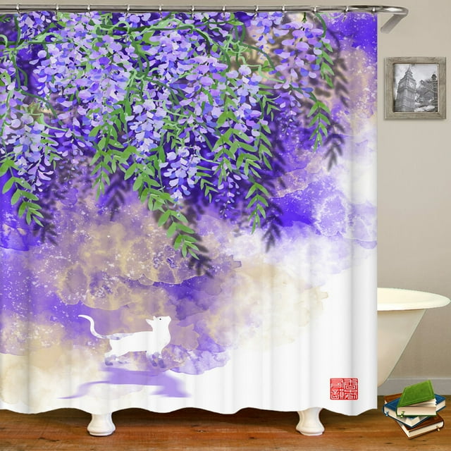Beautiful Colorful Flower Floral Printed Shower Curtain Bathroom