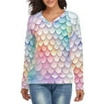 thumbnail image 1 of Beautiful Colorful Mermaid Scales V-neck Sweater Winter Clothes Long Sleeve Knitwear Sweater Women's Pullover, 1 of 5