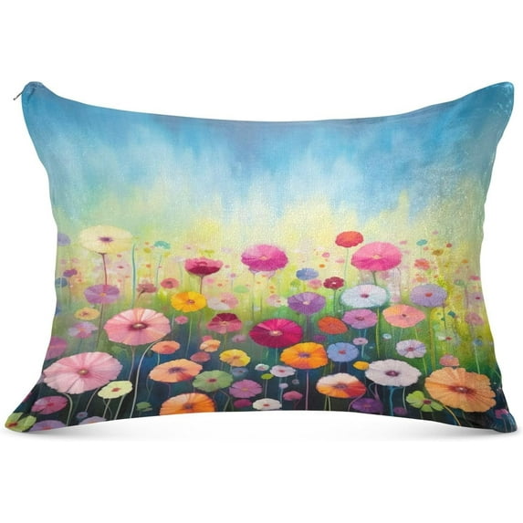 Beautiful Colorful Wildflowers Plush Pillow Case, Zippered Bed Pillow Pillowcases, Super Soft and Cozy Pillowcase Covers for Sleep Decor Giftsation - King Size 20x40in