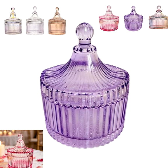 Beautiful Contemporary Sage Green Ribbed Glass Lidded Decorative Jar, Glass Candy Plate With Lid, Crystal Jar, Clear Jar, Candy Decorative Jar For Candy Party, Wedding, Food Storage