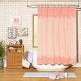 thumbnail image 1 of Beautiful Rose Pink Scallop Gauze Shower Curtain by Drew Barrymore, Cotton, 72" x 72", 1 of 9