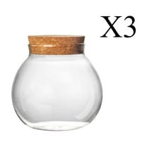 Beautiful Cork Glass Bottle Clear Glass Bottles with Cork Stopper Empty Refillable Round Food Flower Tea Candy Seasoning Storage Container Vial Jars Multi-purpose Glass Food Storage