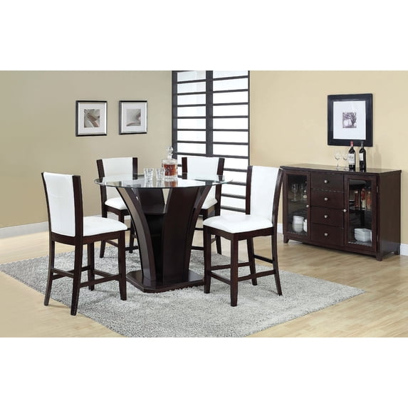 Beautiful Counter Height Table With Pedestal, Espresso Brown