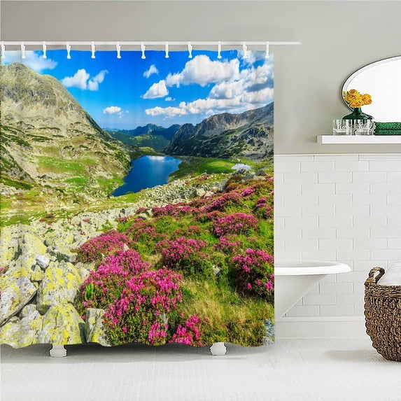 Beautiful Countryside Natural landscape Fabric Shower Curtain Waterproof Printing Bath Curtains for Bathroom Decorate with