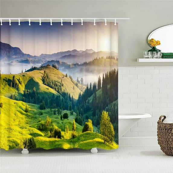 Beautiful Countryside Natural landscape Fabric Shower Curtain Waterproof Printing Bath Curtains for Bathroom Decorate with