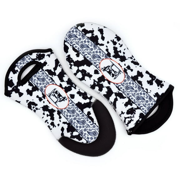 Beautiful Cow Print Paisley Oven Mitts 2 Pack, Neoprene Fabric Heat Resistant Rubber Grip, Kitchen Oven Glove, Washable Pot Holder