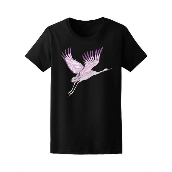 Beautiful Crane Flying Nature T-Shirt Women -Image by Shutterstock, Female Large