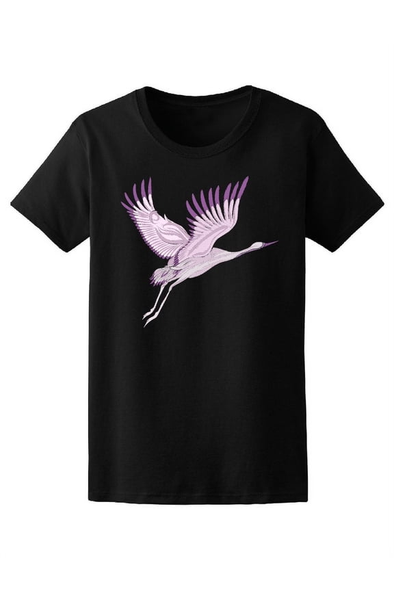 Beautiful Crane Flying Nature T-Shirt Women -Image by Shutterstock, Female Large