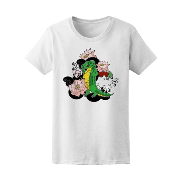 Beautiful Crocodile Lotus Flower Tee Women's -Image by Shutterstock