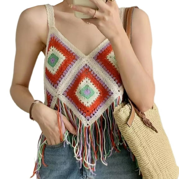 Beautiful Cropped Top for w/ Women Knitted Vest Tops Hollow Out Camisole Female Ladies Tank-top Beach