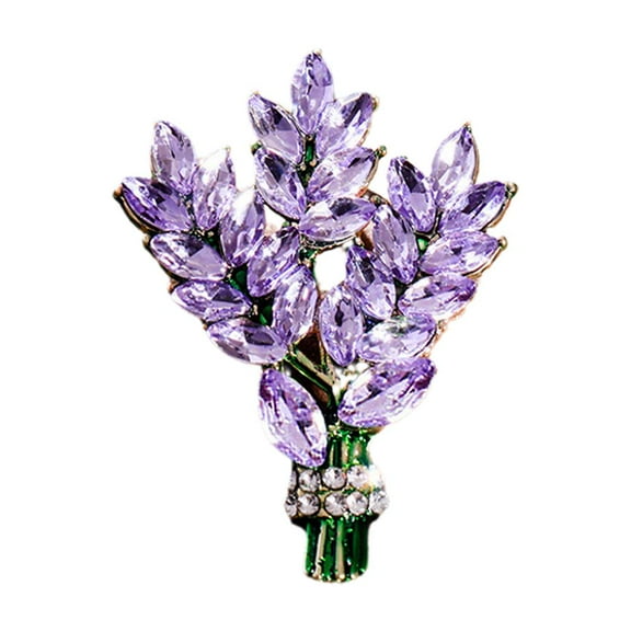 Beautiful Crystal Lavender Flower Posy Pin Brooch B3U3