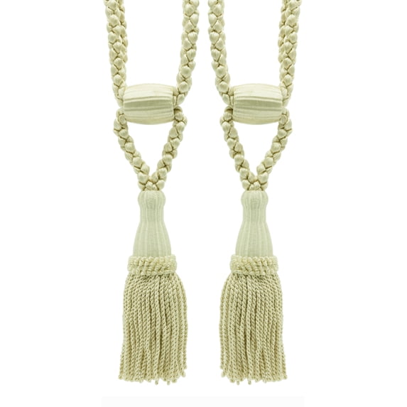 Beautiful Curtain & Drapery Tassel Tieback, Adjustable Cord Length with Elegant Bullion Design, Tassel Length 5 1/2" (14cm) Spread 24" (61cm) # TBC055SPR24, Cream Ivory #A2 (Ivory / Cream) Set of 2