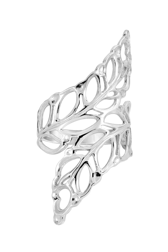 Beautiful Cut-out Leaf-Leaves Wrap .925 Silver Ring-7