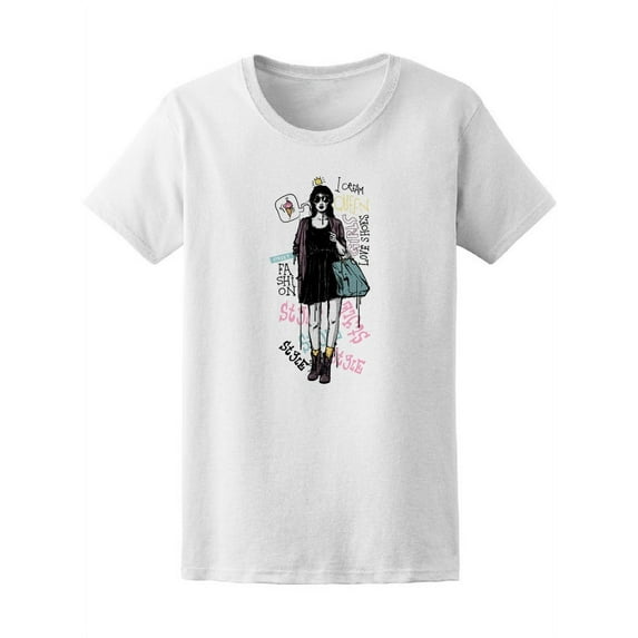 Beautiful Cute Fashion Woman Sketch Tee Women's -Image by Shutterstock