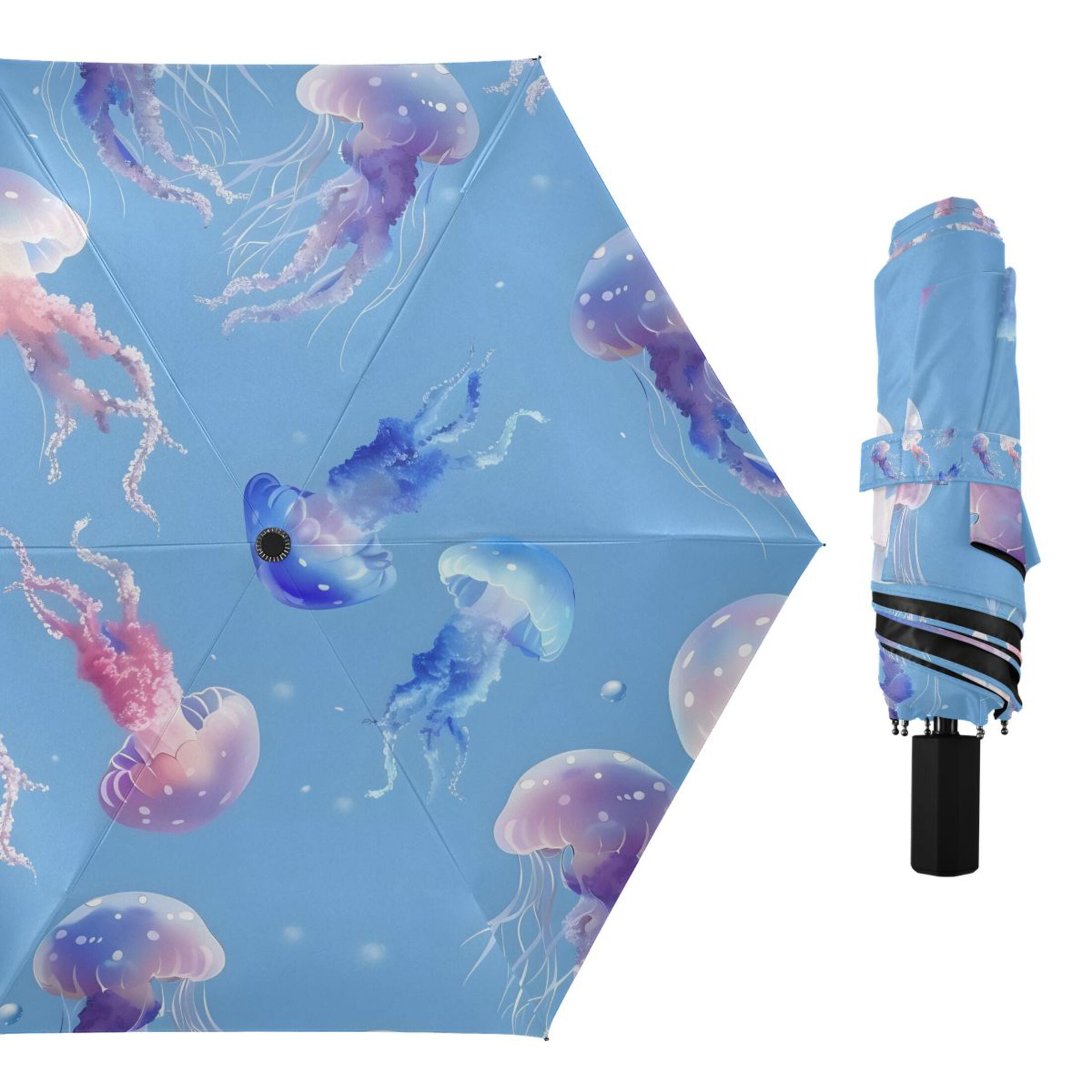 Beautiful Cute Jellyfish Compact Sun Umbrella Windproof Travel Umbrellas for Rain Strong Portable UV Protection