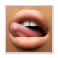 thumbnail image 1 of Beautiful Dark Skinned Female Tongue Touching Lips 16 in x 16 in Framed Photography Canvas Art Print, by Designart, 1 of 5