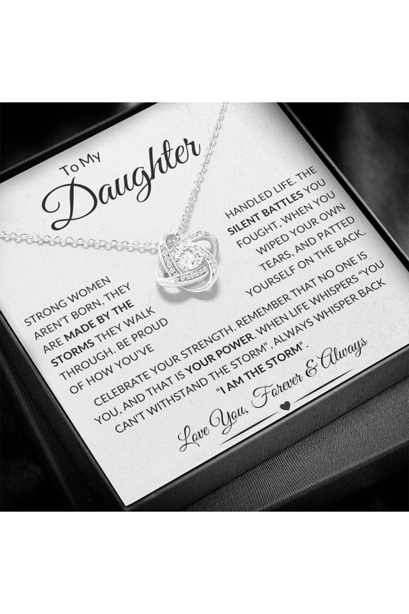 To My Beautiful Daughter I Am The Storm Gold Necklace A Meaningful Necklace Perfect For Anniversaries Birthdays Valentine Version 1039, White Love Knot Necklace