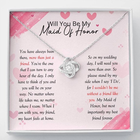 Maid Of Honor - Proposal Gift Love Knot Necklace, Gifts For Her, Maid Of Honor Gift, Matron Of Honor, Maid Of Honor Card, Card For Maid Of