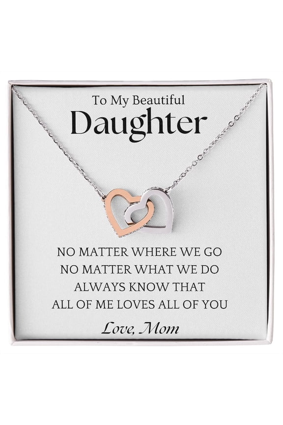 Beautiful Daughter Necklace Mom, necklace For Wife, Mother's Day, Multi Interlocking Heart Necklace