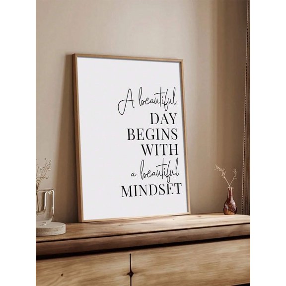 Beautiful Day Begins Beautiful Mindset Quote Wall Art UNFRAMED PAPER POSTER, Home Decor